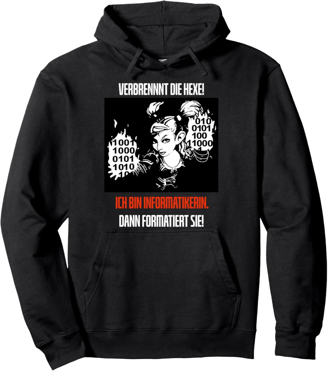 Verbrennt die Hexe! Lustiges Programmierer Codierer Damen Pullover Hoodie