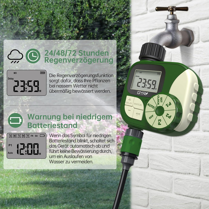 GMR Bewässerungscomputer, Bewässerungssteuerung für Gartenschlauch, Programmierbare Bewässerungsuhr