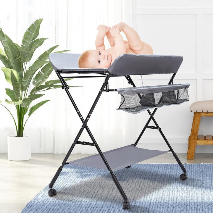 Baby Wickeltisch Changing Table, Kinder Mobiler Wickeltisch klappbarer mit herausnehmbarer Trennwand