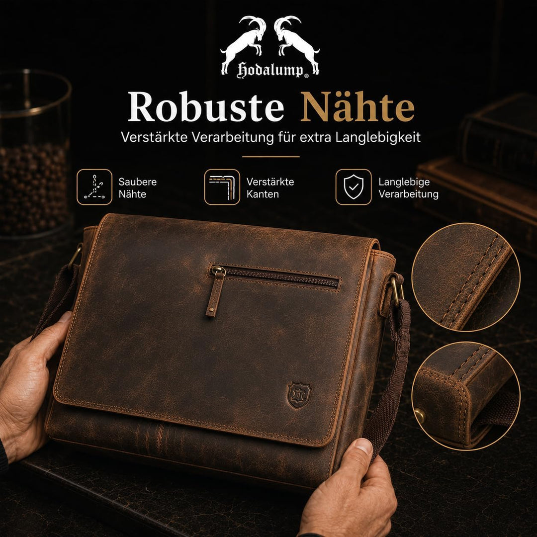 hodalump - Premium Echt-Leder Laptoptasche (bis 17 Zoll) als Umhängetasche - Notebooktasche für Dame