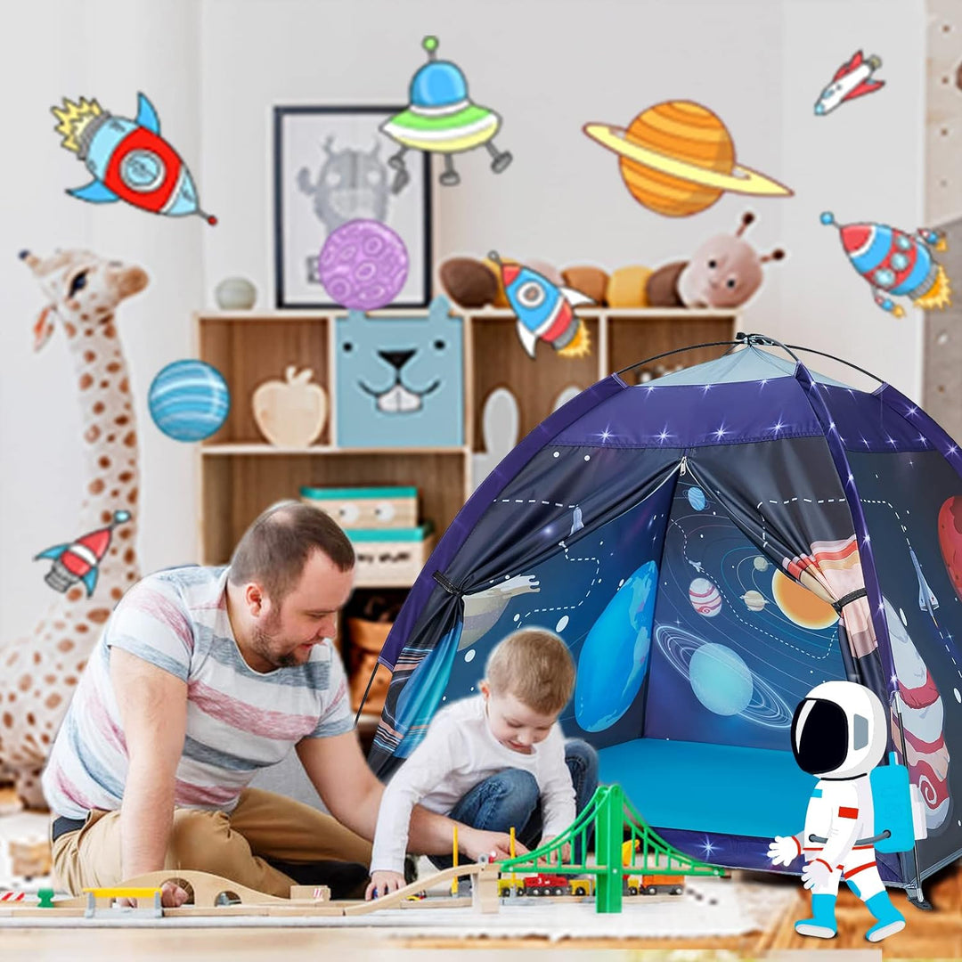 Kinderzelt, Exqline Spielzelt Kinder Zelt Drinnen und Draussen, Pop up Zelt Weltraum Planet Sonnensy