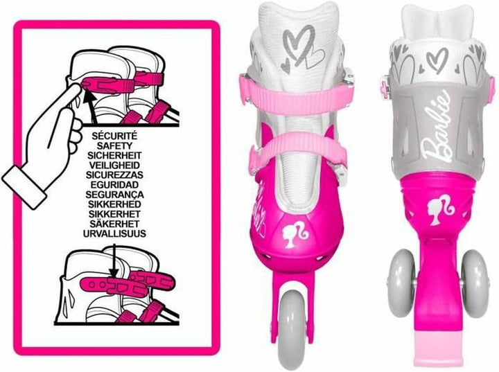 STAMP - ROLLERS INLINES / TRISKATES Einstellbar 2 in 1 BARBIE 27 - 30 SIZES 27 - 30 PINK, BARBIE 27