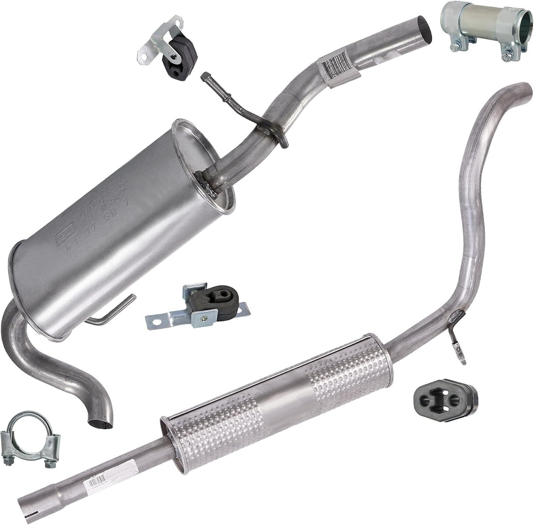 ATEC Germany Auspuff Schalldämpfer Set 1x Endschalldämpfer, 1x Mittelschalldämpfer, mit Montagemater