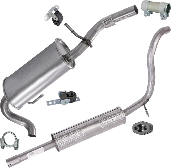 ATEC Germany Auspuff Schalldämpfer Set 1x Endschalldämpfer, 1x Mittelschalldämpfer, mit Montagemater