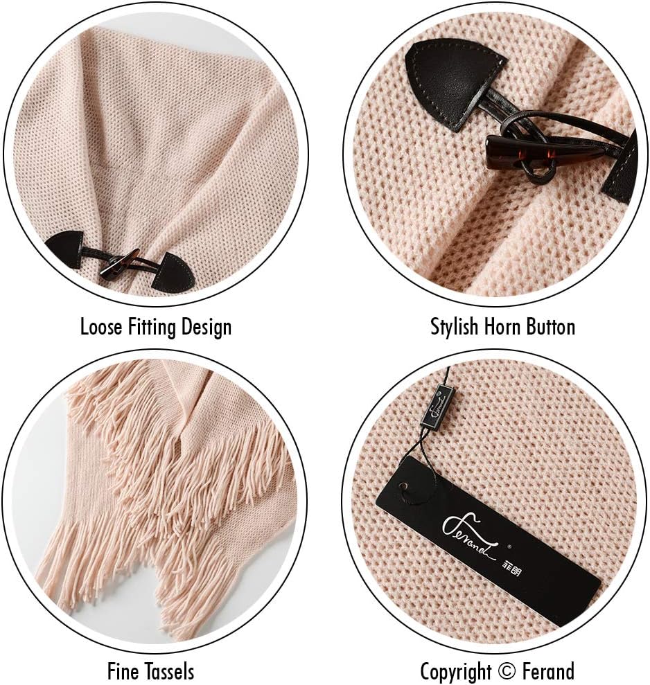 Ferand Damen Poncho Locker sitzender Cape Schal mit offener Vorderseite für Herbst und Winter Rosa,