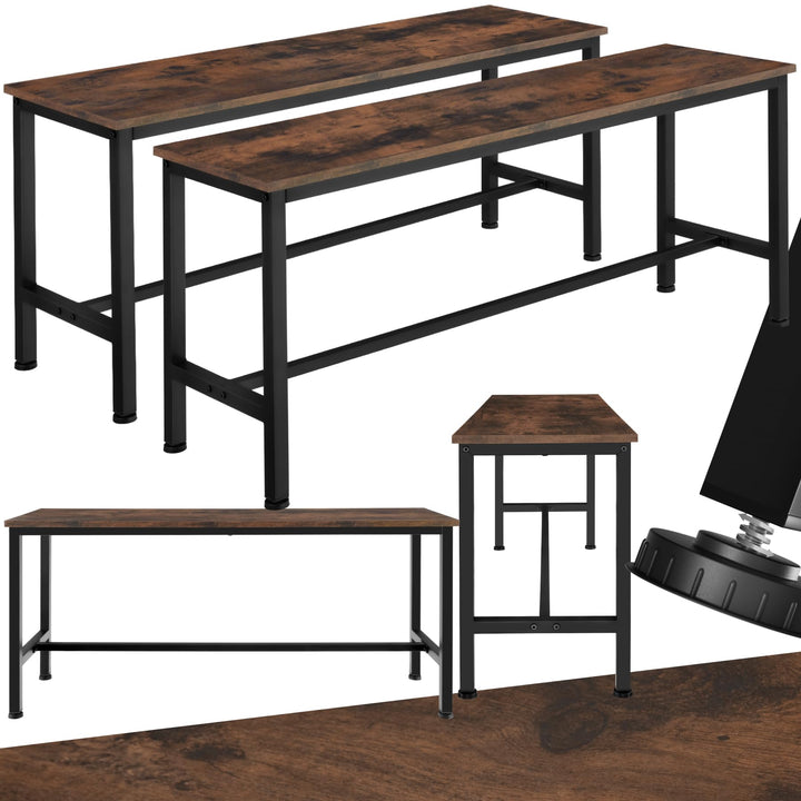 tectake Sitzbänke für Esszimmertisch, 2er Set Holz Küchenbank, 108 x 32,5 x 50,5 cm, Industrie-Desig