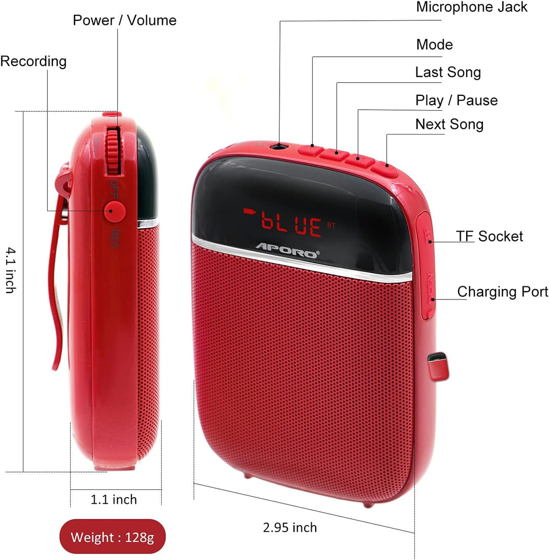 Tragbarer Bluetooth-Verstärker, Mini-Lautsprecher mit Mikrofon, wiederaufladbar, für Lehrer, Tourist