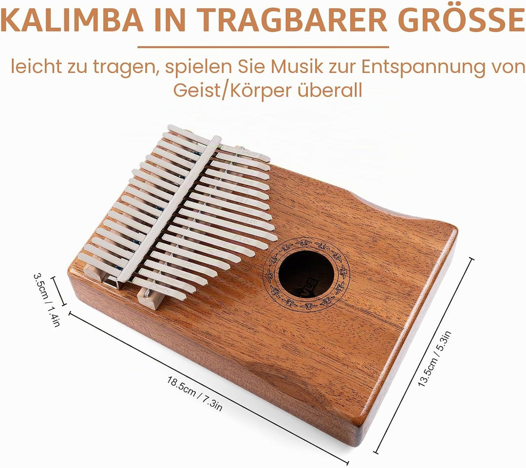 Shaevle Kalimba Daumenklavier, 17 Tasten Musikinstrument Inkl. Fingerklavier Tragetasche Stimmhammer