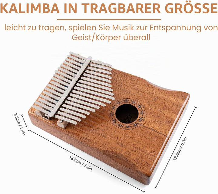 Shaevle Kalimba Daumenklavier, 17 Tasten Musikinstrument Inkl. Fingerklavier Tragetasche Stimmhammer