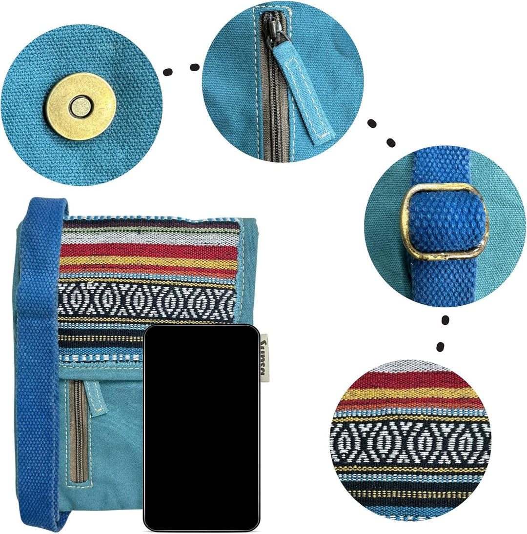 Sunsa Damen Umhängetasche. Nachhaltige Crossover Tasche. Vegane Kleine Messenger Bag mit mehreren Fä
