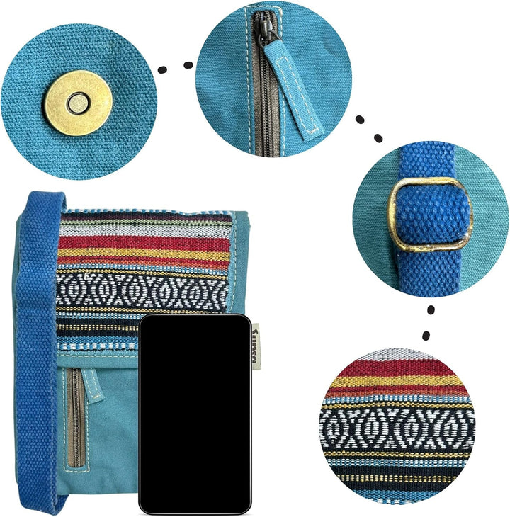 Sunsa Damen Umhängetasche. Nachhaltige Crossover Tasche. Vegane Kleine Messenger Bag mit mehreren Fä
