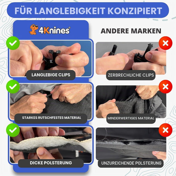 4Knines Hunde-Sitzbezug mit Hängematte für Autos und SUVs - strapazierfähig, rutschfest, wasserdicht