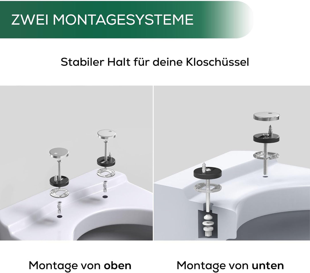 Toilettendeckel D Form mit Absenkautomatik, abnehmbarer Toilettensitz Duroplast, Klodeckel Softclose