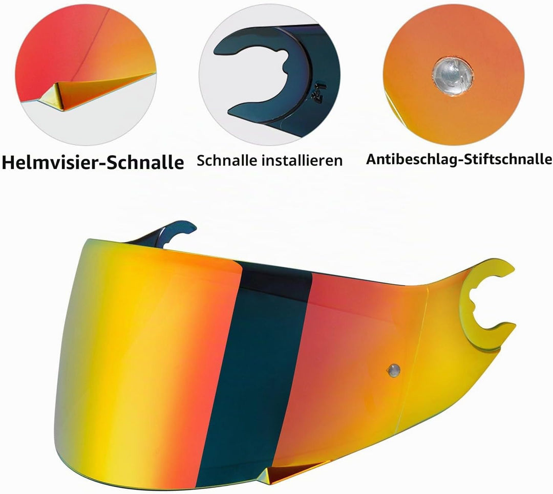 Motorradhelm Visier für Shark D Skwal D-Skwal 2 Spartan Carbon,Helmvisier Motorrad Windschutz Helm O