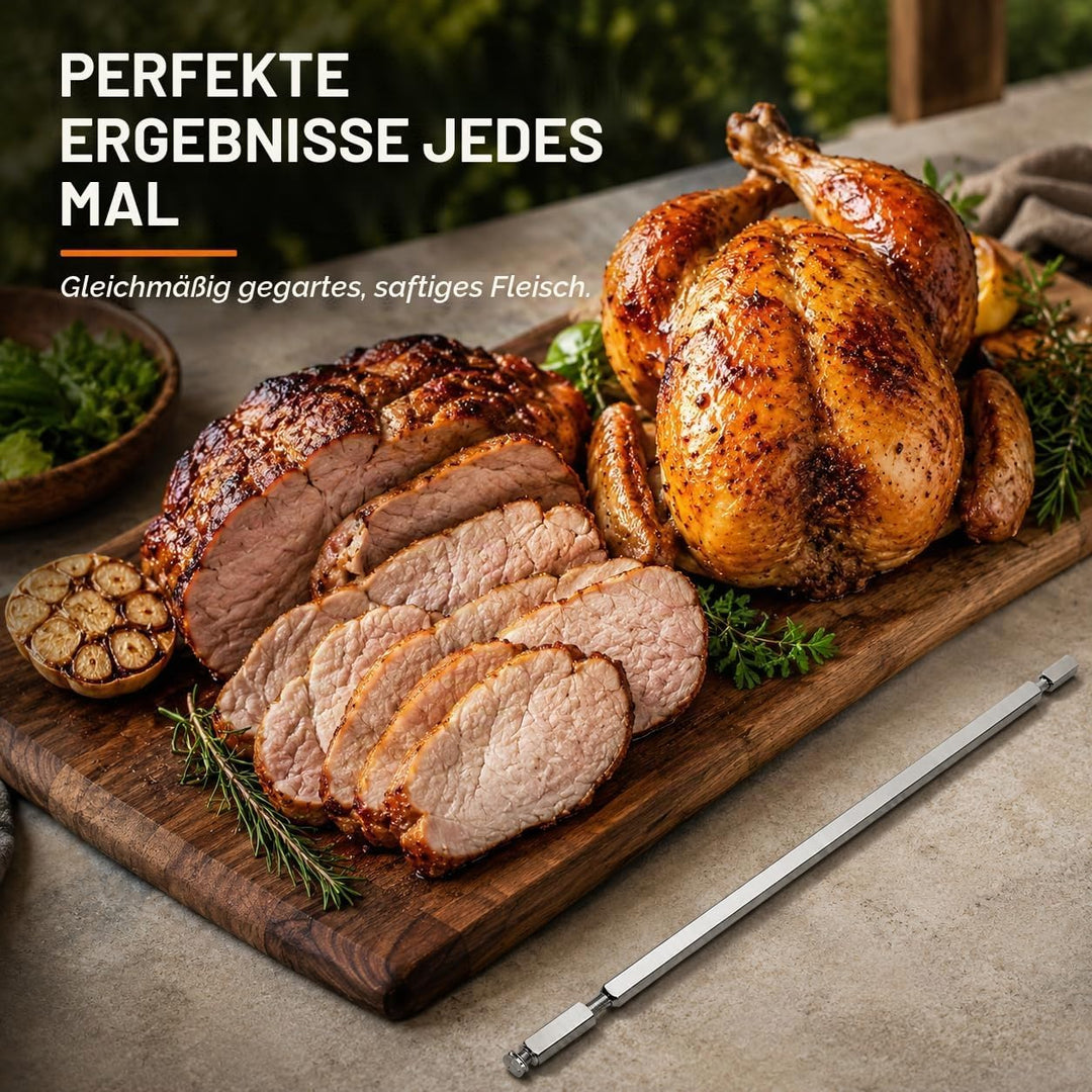Cabilock Drehspiessstange Für Heissluftfritteuse Edelstahl-gestell Für Grillwerkzeug Ersatz-drehspie