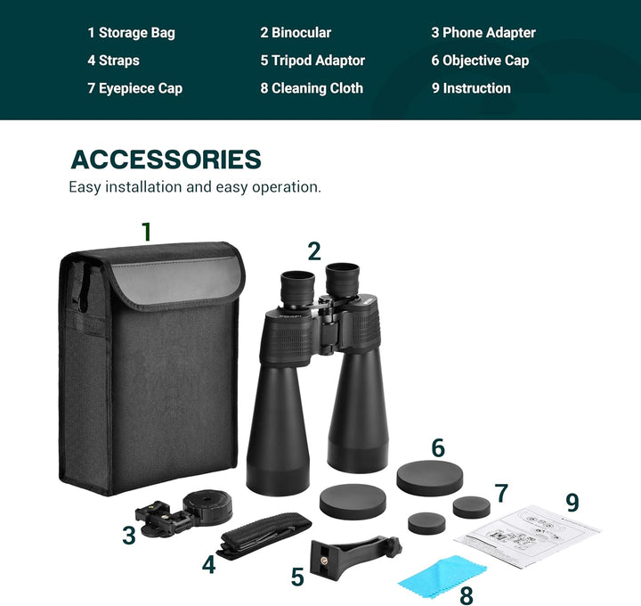 ESSLNB Astronomie Fernglas Gross 15X70 Grossfernglas für Erwachsene mit Handy Adapter Stativadapter