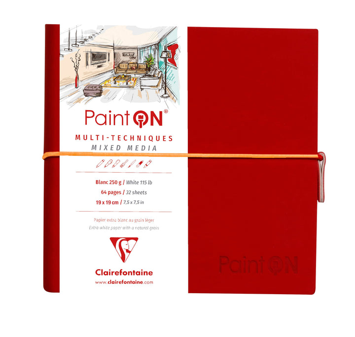 Clairefontaine 975435C - Skizzenbuch mit Fadenbindung, 64 Blatt Zeichenpapier PaintOn weiss 19x19 cm