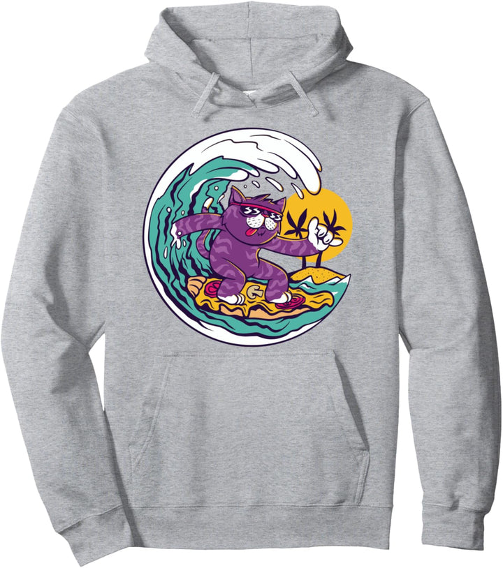 Surfen Pizza Cat Surfen Pullover Hoodie