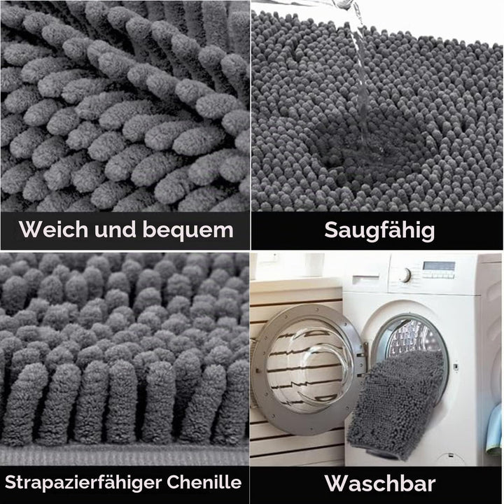 Saugfähige Chenille Fussmatte für den, rutschfeste Badematte, schlammiger Hund, waschbare Matte, sch