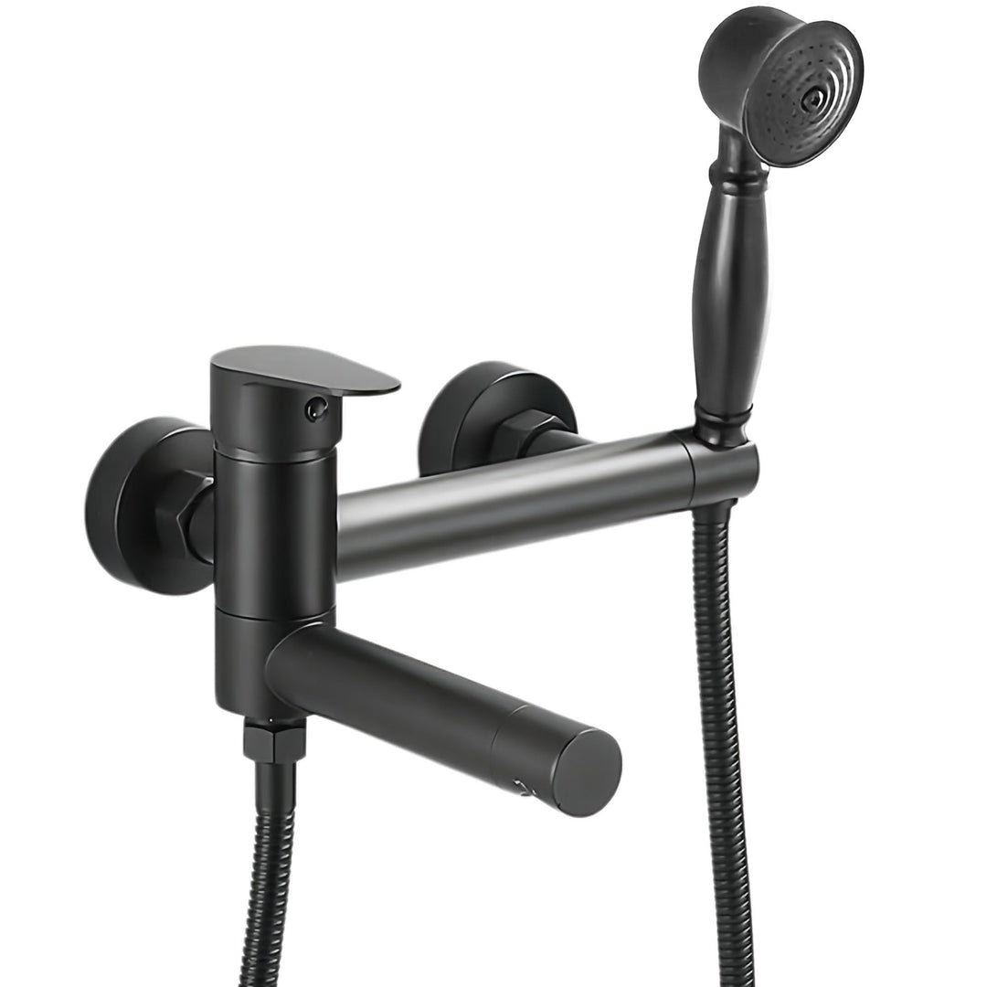 KOPYFANTAP Badewannenarmatur mit Handbrause Schwarz, Wandmontage Mischbatterie Badewanne Wasserhahn