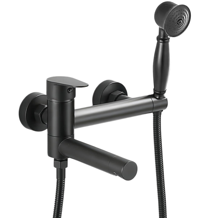 KOPYFANTAP Badewannenarmatur mit Handbrause Schwarz, Wandmontage Mischbatterie Badewanne Wasserhahn