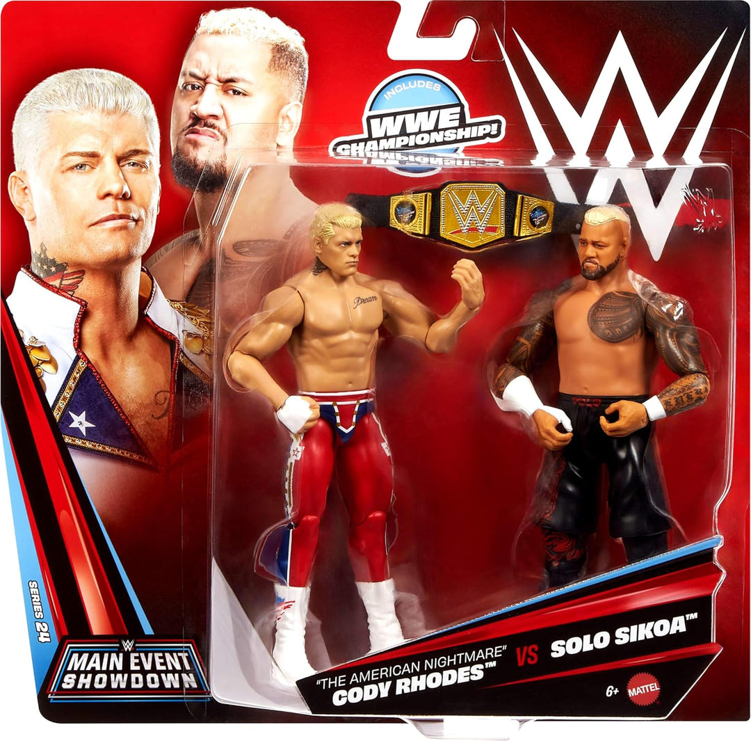 Mattel WWE Hauptkampf Showdown Actionfiguren im 2er-Pack mit Zubehör, Serie #24 Cody Rhodes gegen So