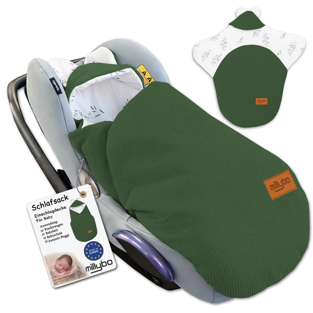 Baby Fusssack Einschlagdecke für Babyschale und Kinderwagen Grün, Grün