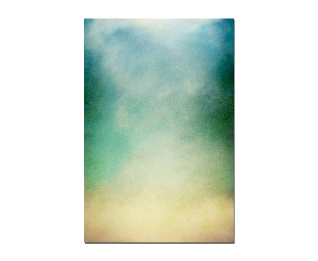 Paul Sinus Art 120x80cm - WANDBILD Nebel Wolken verschleiert grün blau gelb - Leinwandbild auf Keilr