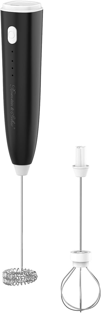 Rosenstein & Söhne Milchaufschäumer-Stick: 2er-Set 2in1-Akku-Milchaufschäumer, 800 mAh, 3 Stufen, 2
