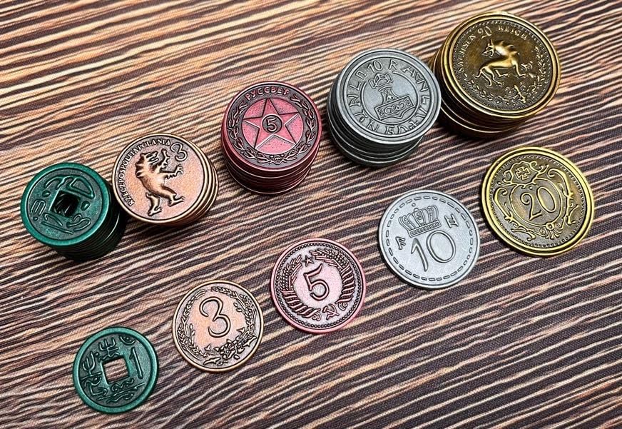 Stonemaier Games, Scythe: Metal Coins Upgrade Pack, Board Game, 1 to 5 Players, Ages 14+, 90 to 120