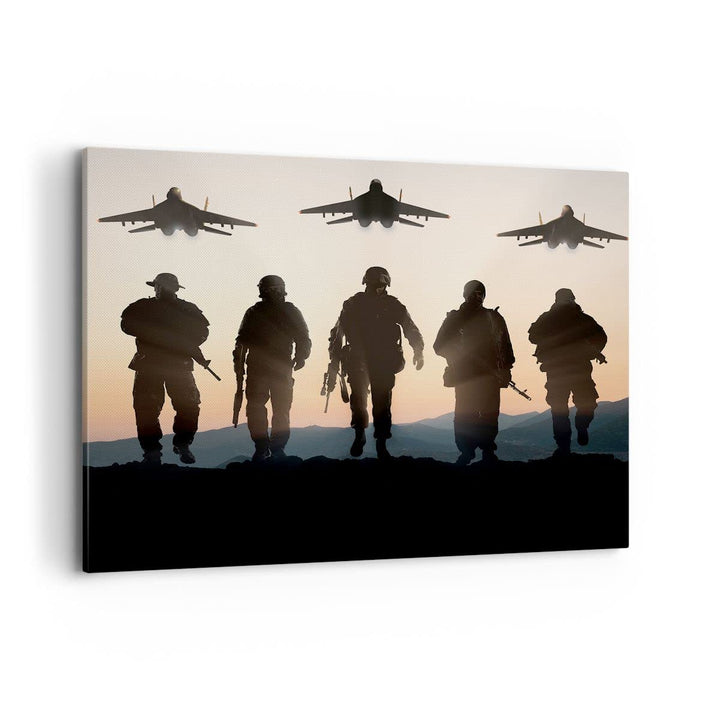 Bilder auf Leinwand 100x70cm Leinwandbild mit Rahmen Armee Militaria Gross Wanddeko Bild Schlafzimme