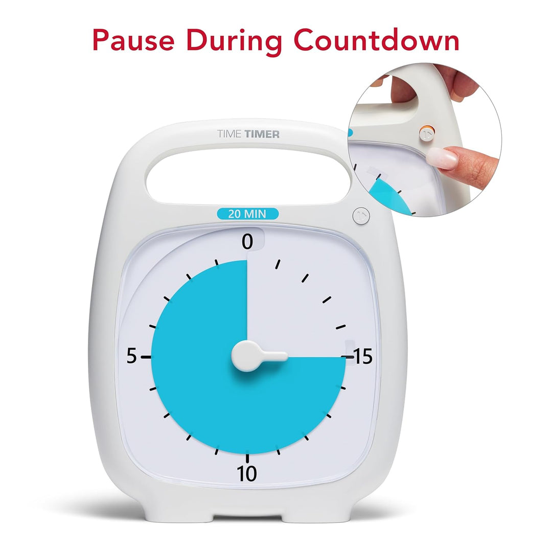 Time Timer PLUS 20 Minute Visueller Analog-Timer (weiss) Optionaler aktustischer Alarm (Lautstärkere