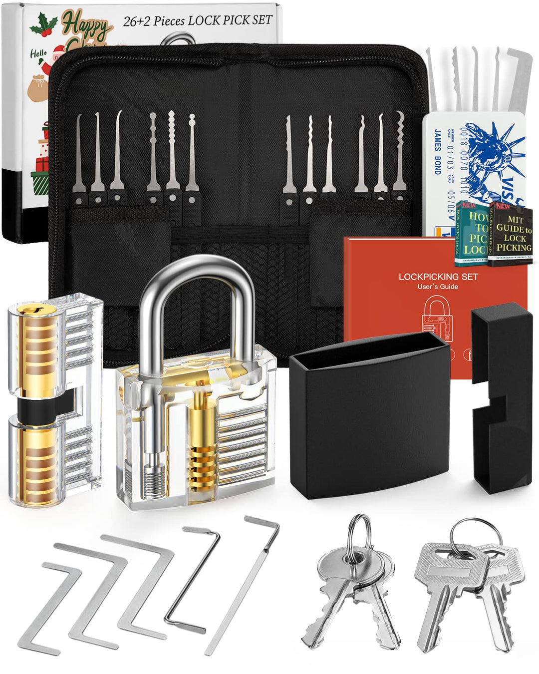 FAHEFANA Lockpicking Set, [2024 Neue Herausforderung & Geschenk für Anfänger] 26 Stück Dietrich Set