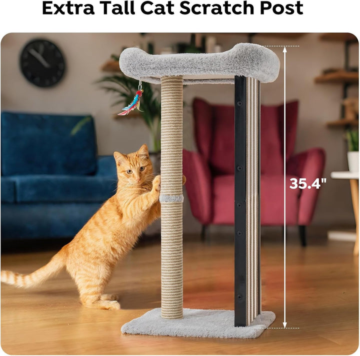 Veehoo Kratzbaum Klein Katzen Stabil, 90 cm Katzenkratzbaum Hoch mit Kratzbrett und Hängespielzeug,