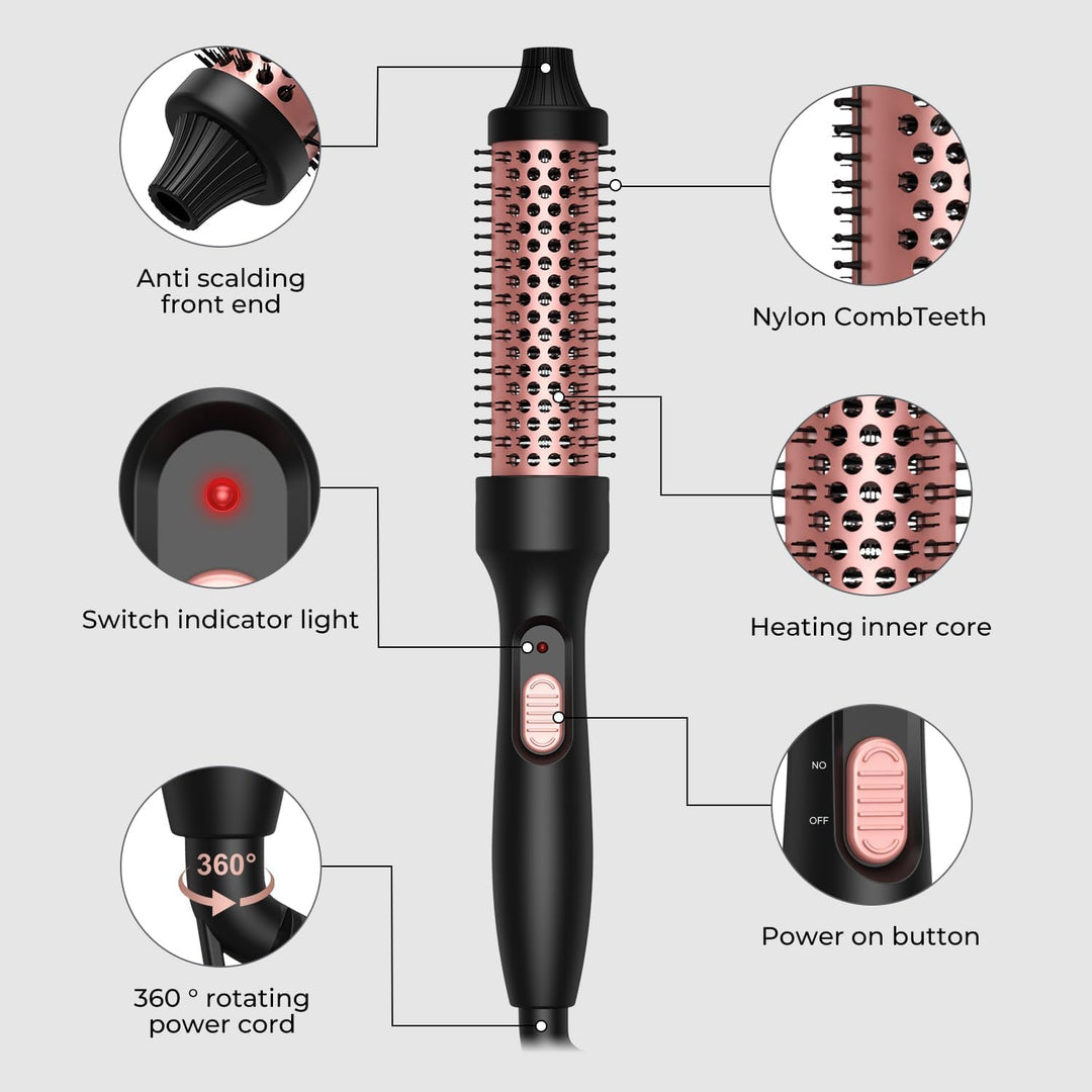 UKLISS Thermobürste 32mm Thermal Brush, Pro Leichte Thermo Rundbürste 200℃, 3 in 1 Thermo Rundbürste