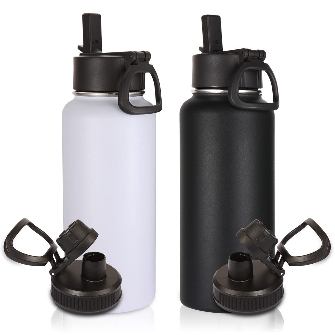 Volhoply 1 Liter Trinkflasche Edelstahl Zwei Packungen,Doppelwandig Vakuum Isolierte Thermosflasche