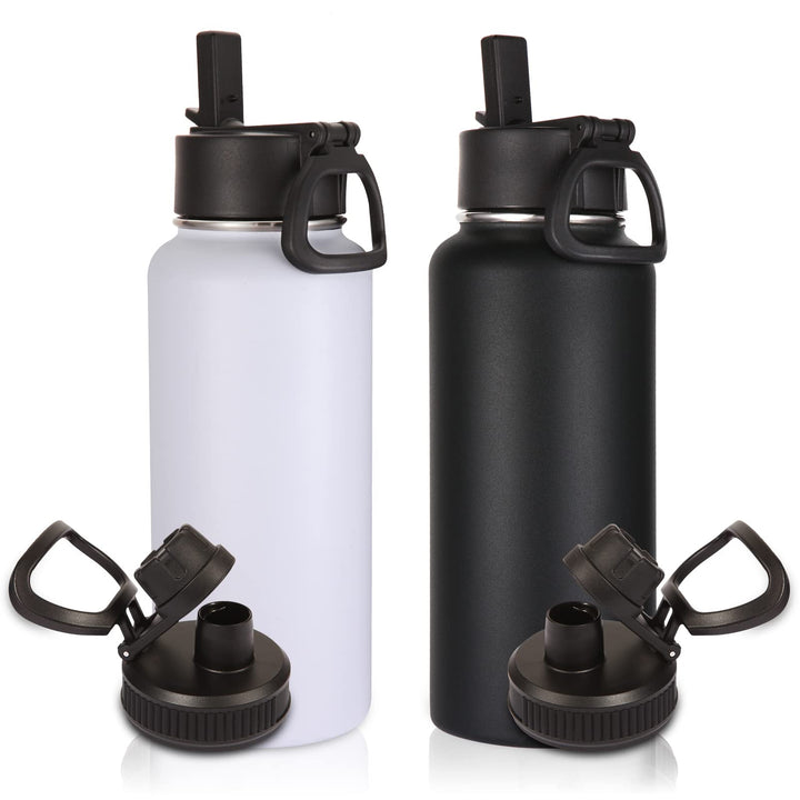Volhoply 1 Liter Trinkflasche Edelstahl Zwei Packungen,Doppelwandig Vakuum Isolierte Thermosflasche