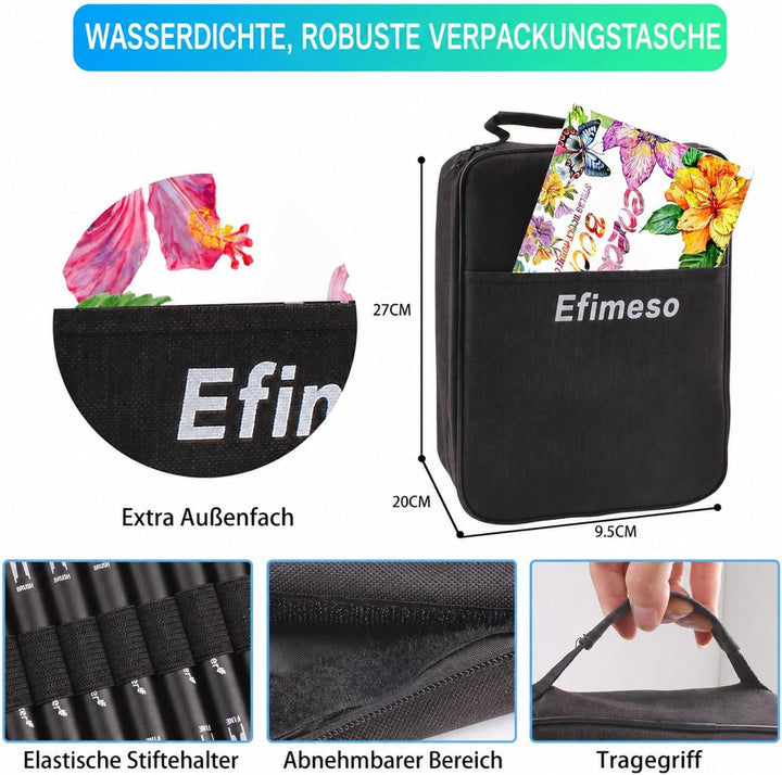 Efimeso 168 Farben Filzstifte Set, Pinselstifte Aquarell Filzstifte Kinder,Brush Pens für Künstler,Z