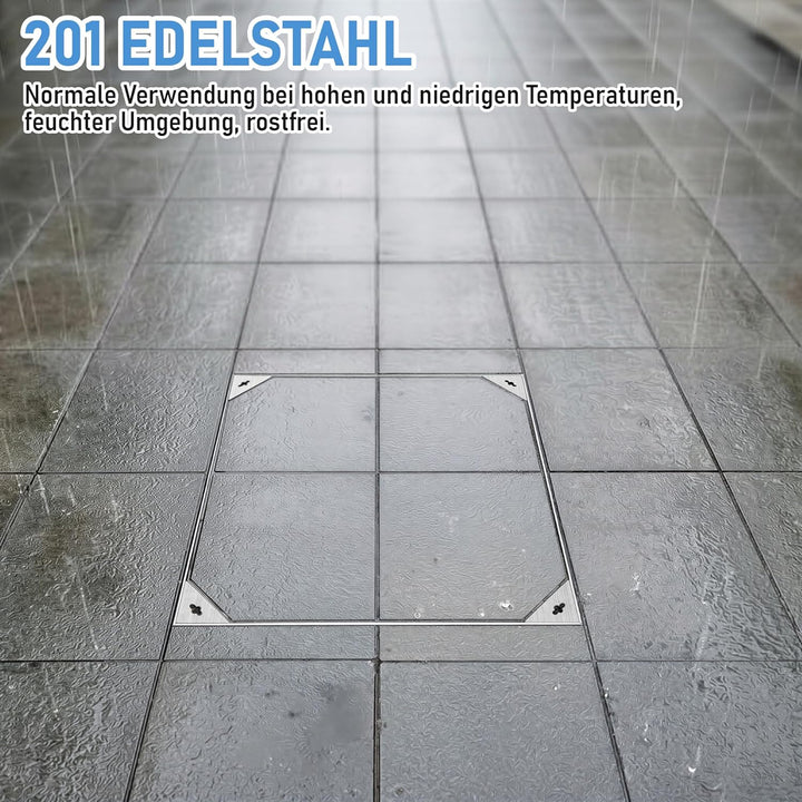 Schachtabdeckung 600 x 600mm mit Rahmen Versenkte 201 Edelstahl Schachtdeckel mit 2 Handgriffe Unsic