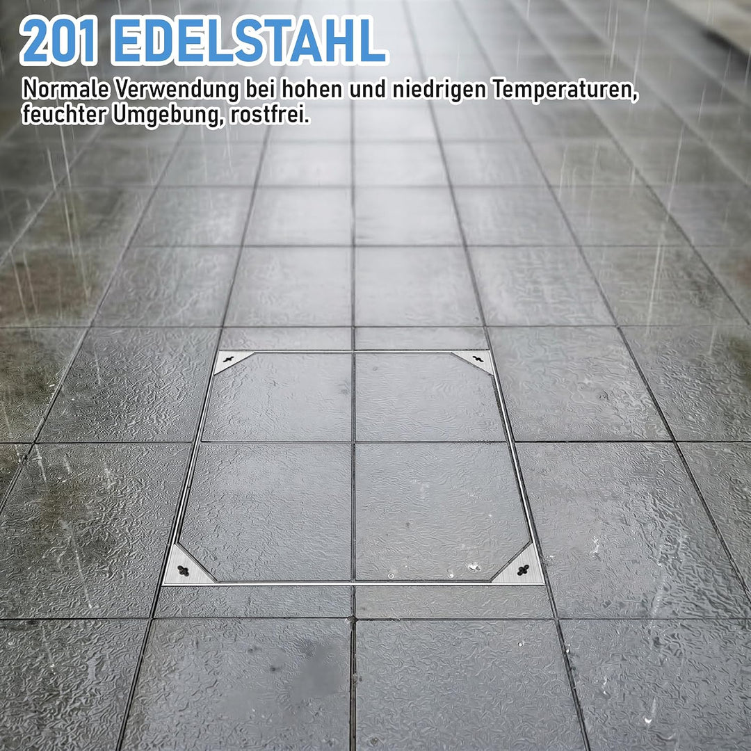 Schachtabdeckung 300 x 300mm mit Rahmen Versenkte 201 Edelstahl Schachtdeckel mit 2 Handgriffe Unsic