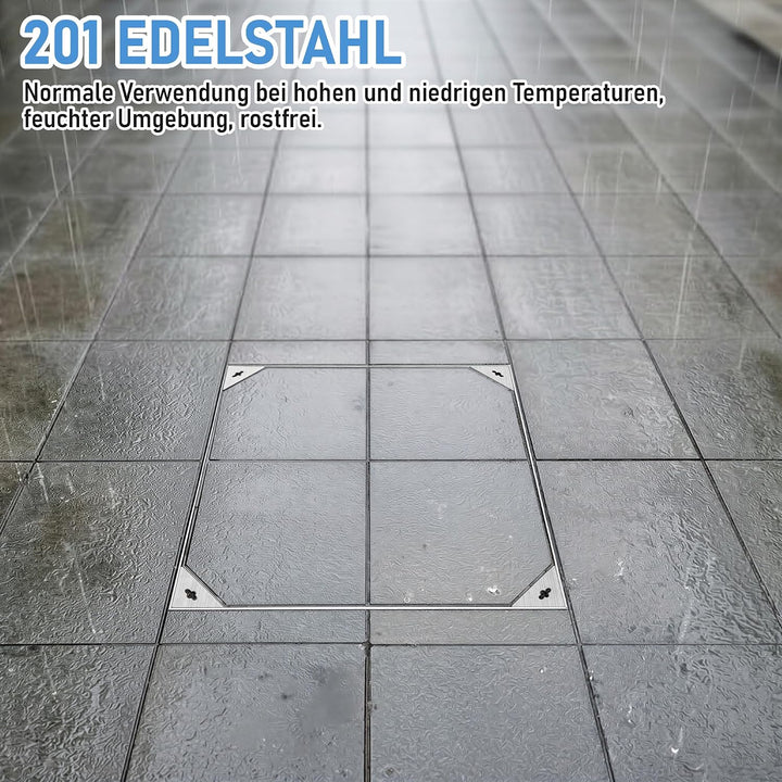 Schachtabdeckung 300 x 300mm mit Rahmen Versenkte 201 Edelstahl Schachtdeckel mit 2 Handgriffe Unsic