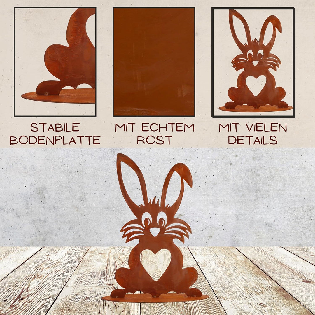 Rostikal Vintage Gartendeko Figur 40 cm Osterhase Rost Deko Frühjahr Max, Max