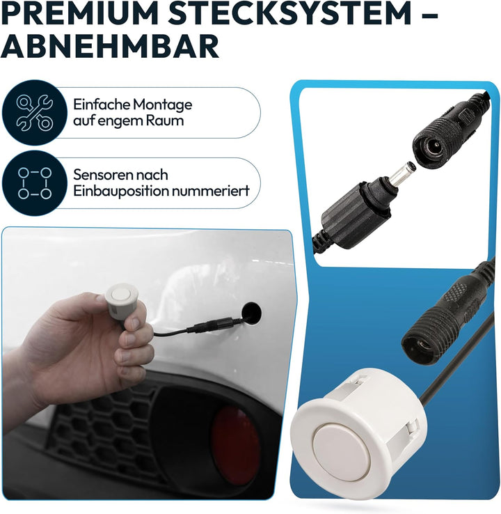 VSG24 Premium Einparkhilfe hinten zum nachrüsten am Auto, PDC Parksensoren hinten mit Stecksystem fü
