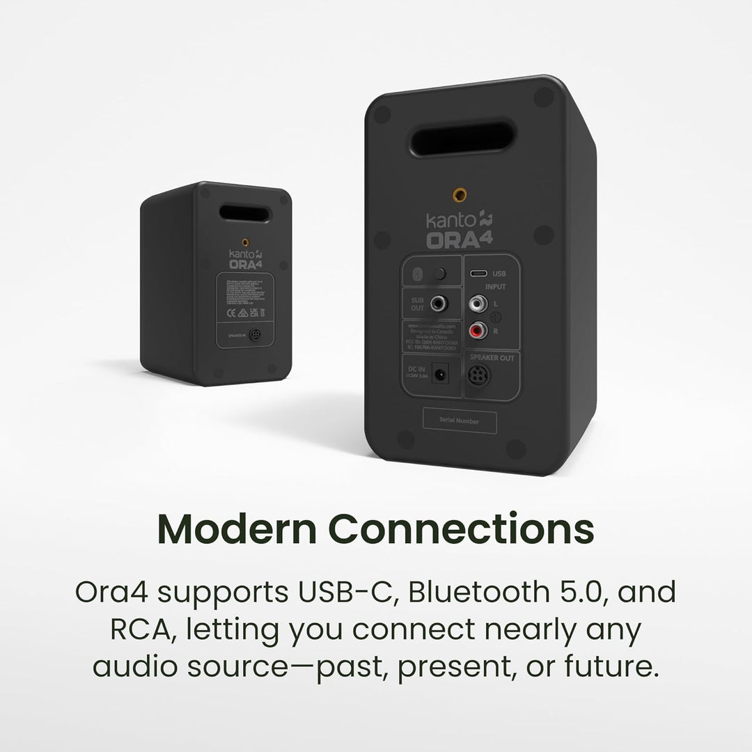 Kanto ORA4 140W Powered Reference Speakers with Bluetooth 5.0 and USB-C Input | 4” Woofers | Bi-Ampl