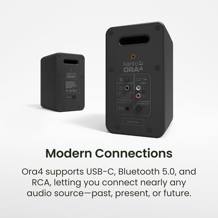 Kanto ORA4 140W Powered Reference Speakers with Bluetooth 5.0 and USB-C Input | 4” Woofers | Bi-Ampl