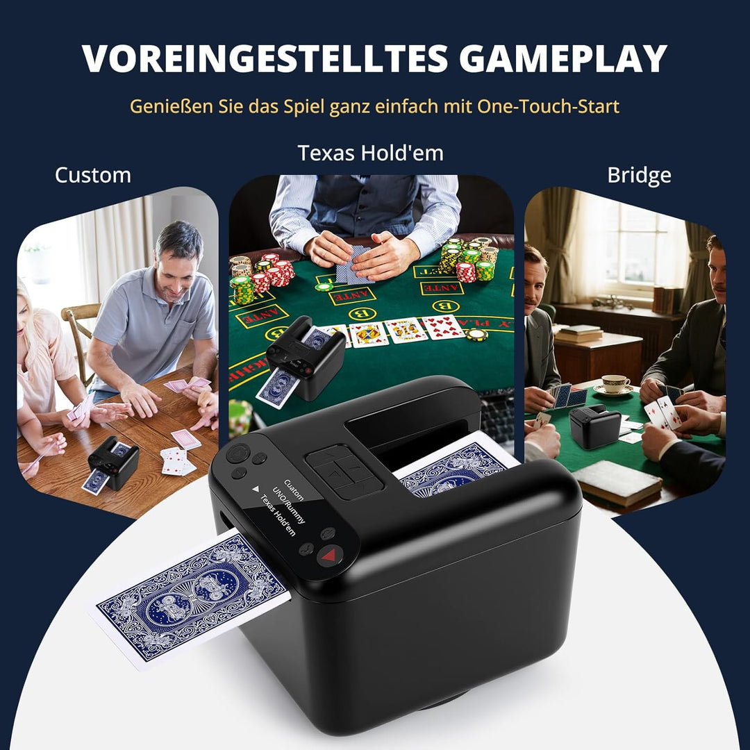 Automatischer Elektrischer Kartensendemaschine Wiederaufladbar für 1/2/3 Decks, 1–12 Spieler, 4 Rufk