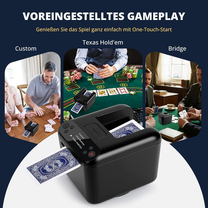 Automatischer Elektrischer Kartensendemaschine Wiederaufladbar für 1/2/3 Decks, 1–12 Spieler, 4 Rufk