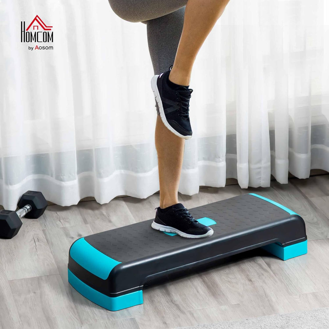HOMCOM Aerobic-Stepper Steppbrett höhenverstellbar Fitness Heimtrainer mit 3 Stufen (10/15/20 cm) In