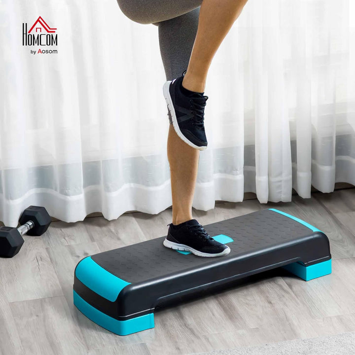 HOMCOM Aerobic-Stepper Steppbrett höhenverstellbar Fitness Heimtrainer mit 3 Stufen (10/15/20 cm) In