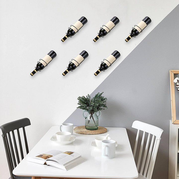6 Stück Wandmontierte Weinregale - Rot Flaschen Display Halter mit Schrauben, Metall Organizer für K